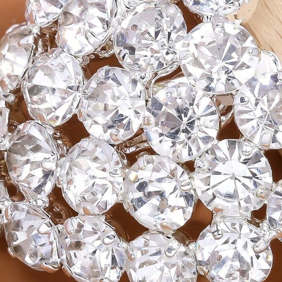 Silver Fantasy Women's Round Crystal Heart Shaped Clip On Earrings - Picture 4 of 4